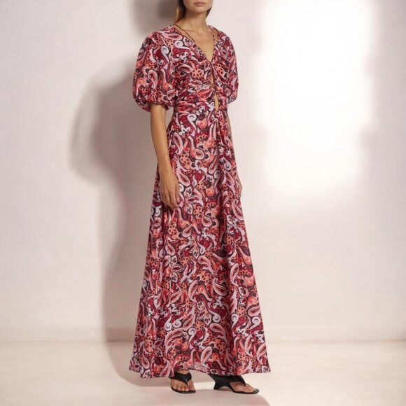NWT Magali Pascal Pallida Silk-Blend Maxi Dress in Painted Paisley - Picture 7 of 9